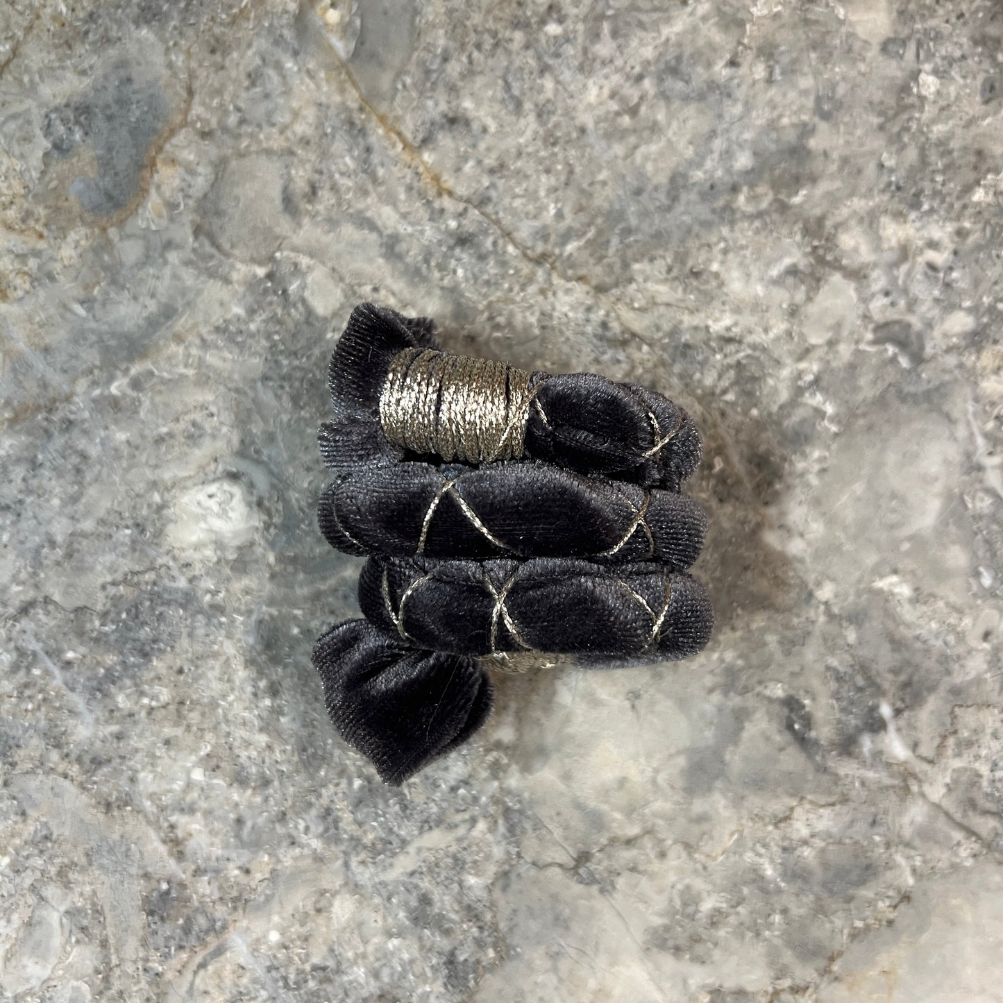 Grey Velour Fully Wrapped Spiral Tie