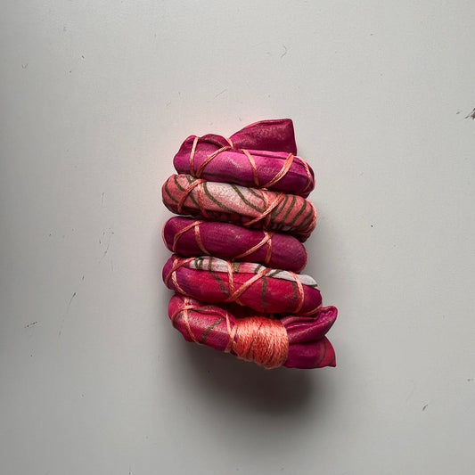 Magenta Floral Fully Wrapped Spiral Tie