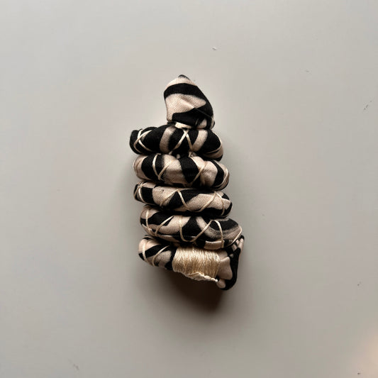 Black Beige Fully Wrapped Spiral Tie